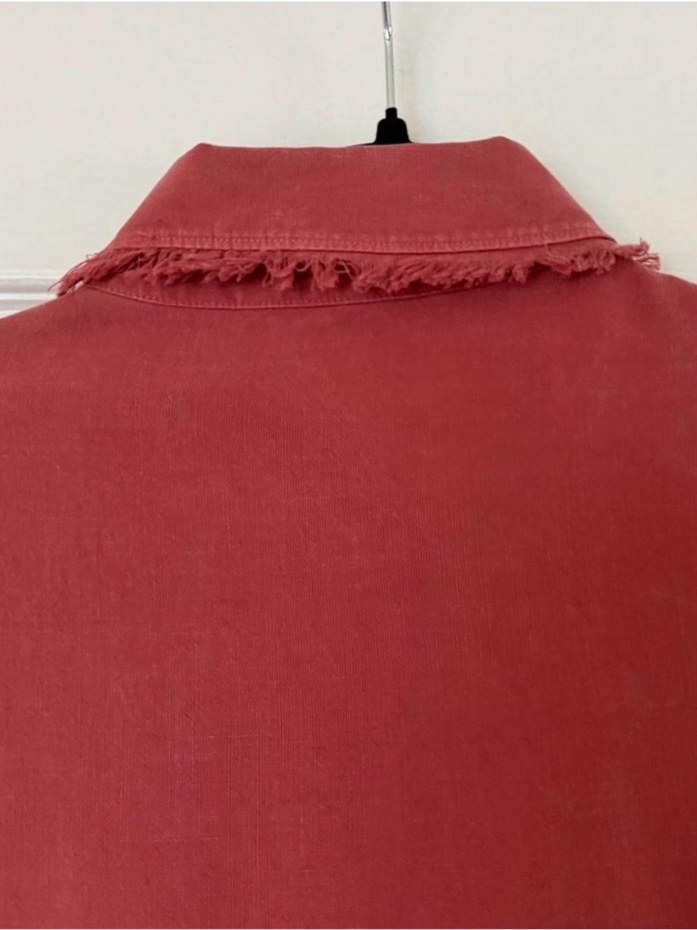 Anthropologie cloth & stone Rust Red Frayed Peplum Button-Up Top XS - Picture 6 of 9